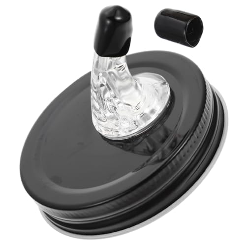 COLLBATH Straw Mason Cap Reusable Wine Pour Lid Wine Spout Lid Wine Pourer Spout Wine Pourer Lid Alcohol Pour Spout Lid Ball Jar Lids Kitchen Wine Spout Pourer Lids Acrylic Black re-usable