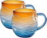 Taza Golden Tide, un recipiente texturizado único con temática playera, perfecto para café, vino y bebidas heladas.