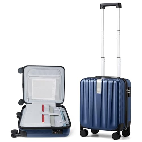 Image of Hanke 16 inch Underseat Carry on Suitcases with Wheels,Lightweight Hard Shell Carry on Luggage with Wheels for Weekender, Small Suitcase,Travel Luggage Christmas Gifts for Birthday （Dark Blue）