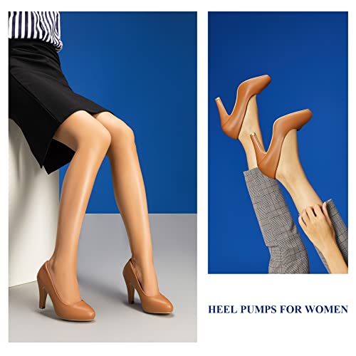 Trary Women's Heels For Women, Black Heels White Heels Brown Heels Nude Heels, Low Platform Heels, In3.2 High Heel Closed Round Toe Pumps Dress Office Wedding Shoes For Women #TOP3