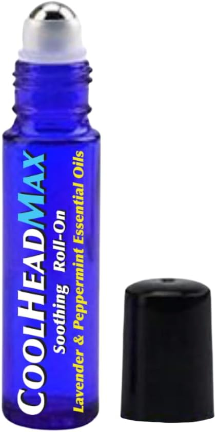 CoolHead Max Roll On, Natural Peppermint Essential Oil Migraine Relief, Headache Support Roller, Fast Cooling Comfort for Your Head, 3 Pack