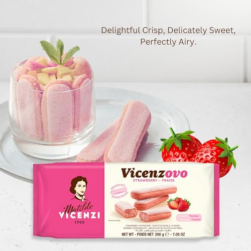 Image of Matilde Vicenzi Strawberry Ladyfingers 200g | Italy's Favorite Ladyfinger | Perfect for Tiramisu & Desserts | GMO-Free & All Natural Ingredients | Light, Crisp & Delicately Sweet