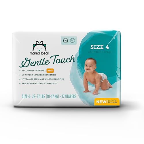 Image of Amazon Brand - Mama Bear Gentle Touch Diapers, Size 4, 37 Count