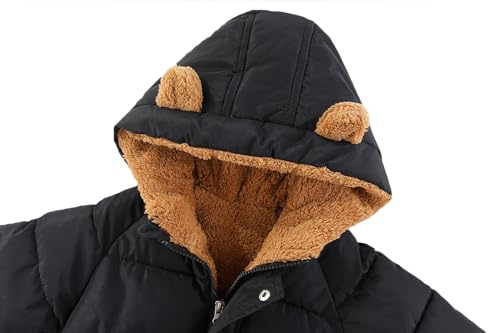 AIWUHE Toddler Winter Coat Boys Girls Down Jacket Hooded Fleece Warm Outwear 3D Ear Padded Puffer Jacket With Pockets 1-6Y4