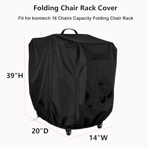 Image of Folding Chair Rack Cover for koretech Folding Chair Rack | Waterproof Chair Cart Cover, Dust proof Chair Storage Dolly Chair Holder Covers-14 inch L x 20 inch W x 39 inch H