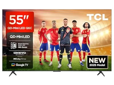 TCL 55Q6C 55” QD-Mini LED Smart TV 4K HDR Premium 1000nits Powered by Google TV Dolby Vision IQ & Atmos Onkyo 2.1 Sound System 144Hz Motion Clarity Pro Game Master Voice Control