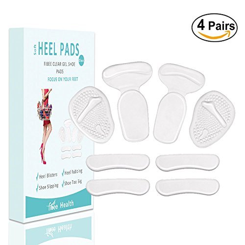 Heel Pads Heel Grips for Prevent Blister Relief Heel Pain, High Heel Inserts for Heels Rubbing,Ball of Foot Insoles,Back of Heel Cushion Heel Liner for Women and Men Shoes Too Big (Clear)