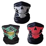 [CBValleyol] 3 枚 マスクスカル フェイス ネックウォーマー ハーフ フェイスマスク 防風/防塵 着脱簡単バイクに仮装 サバゲ ーに スカル/フェイス/マスク 男女兼用 (スタイル1)
