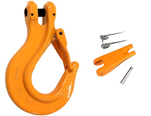 1/2 Clevis Chain Sling Hook with Additional Latch Kit Included | Lifting Rigging Overhead | 15,000 LBS Working Load | Alloy Steel | Premium HD | Heavy Duty Grade 100