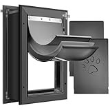 [Petoasis] 3-Flaps Dog Door for Wall, Rust Proof Aluminum Alloy Frame, Extreme Weather Dog Door Can Block Wind, Snow, and Rainwater Intrusion (Black, Large for Wall)