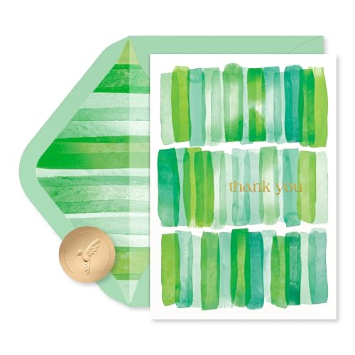 Image of Papyrus 12-Count Blank Thank You Cards with Envelopes (Green Stripes)