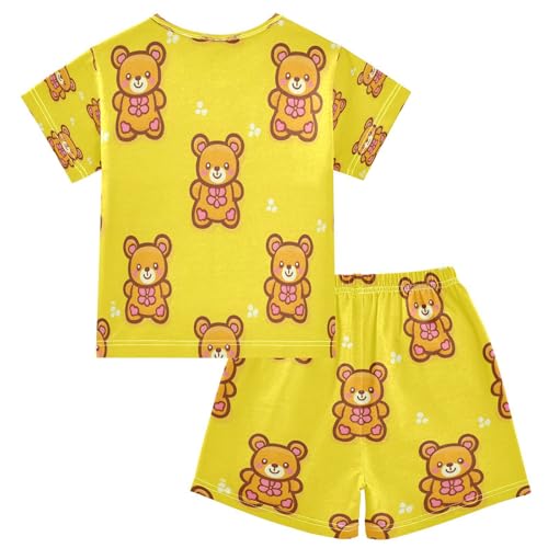 senya Short Sleeve Pajamas Sets Summer Cotton Sleepwear Flower Bear2