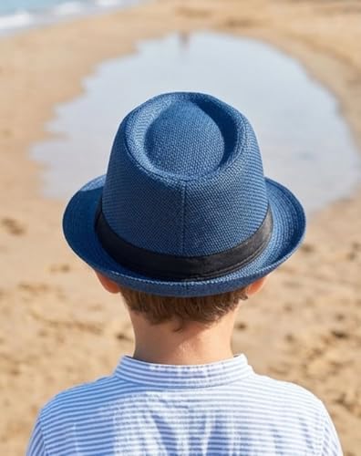 Image of BookMyCostume Blue Western Cowboy & Ballroom Style Hat | Fancy Dress Accessory for Dance, Stage Shows & Theme Parties For Kids