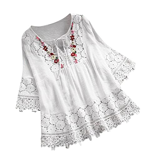 Genérico Ropa Ibicenca Mujer Blusas De Mujer Elegantes Camisa Blanca Mujer Ropa Mujer Rebajas Blusas Mujer Tallas Grandes Camisas Mujer Elegantes Camisetas Manga Larga Mujer #