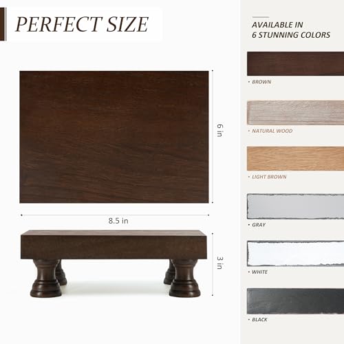 EOSAHR Decorative Wood Riser for Room Decor : Modern Farmhouse Pedestal Stand For Display Your Home Decoration and Soap Stand - Retro Wooden Tray for Bathroom and Kitchen Counter Decor (Rustic Brown) by EOSAHR - Image 2