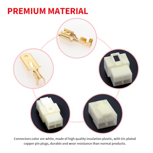 YIXISI Connettori Elettrici 6.3mm 1 Pin - 10 Paia Maschio/Femmina Con Cavo 100mm - Per Auto, Moto, Barche - Foto 2