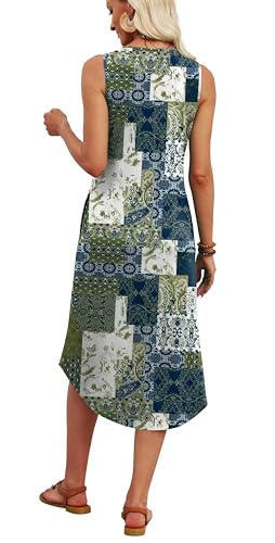 Image of WIHOLL Summer Dresses for Women 2026 Button Front Sleeveless Casual Midi Dress Beach Vacation Sundresses with Pockets