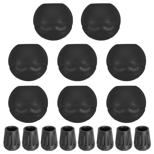 PATIKIL 0.55 Inch Chair Feet Replacement, 8 Pack TPE Outdoor Camping Chair Leg Tips Ball Cap Folding Chair Legs Floor Protectors Stability on Rugged Fit for 0.55"(14mm) Chair Feet, Black