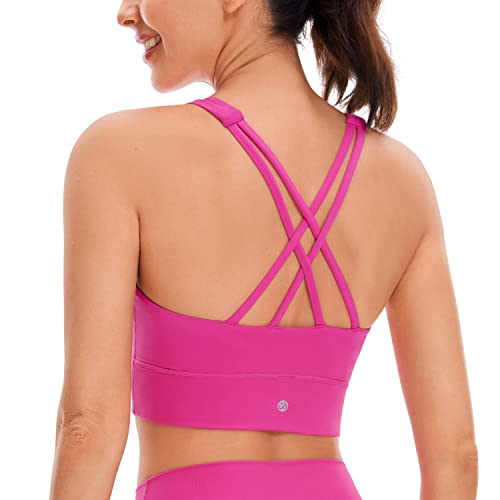 CRZ YOGA Women's Butterluxe Strappy High Neck Longline Sports Bra Criss Cross Yoga Bra Wirefree...