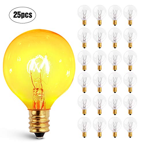 Clear Globe G40 Schraubsockel-Glühbirnen, Ersatz für String-Glühbirnen, 7 W, für E12-Sockel, 1,5 Zoll, 25er-Packung