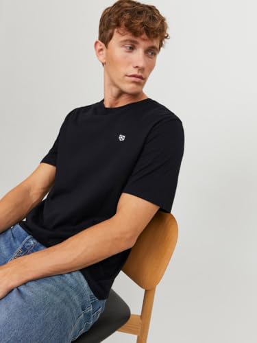 JACK & JONES Herren JJECORP Logo Tee SS Crew Neck MP, Black/White/Port Royale, S 5