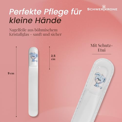SCHWERTKRONE Lima de uñas para bebé de cristal bohemio, lima de vidrio suave para recién nacidos y niños pequeños, de grano fino, diseño de gel 3D, higiénica, fabricada en la UE - imagen 4