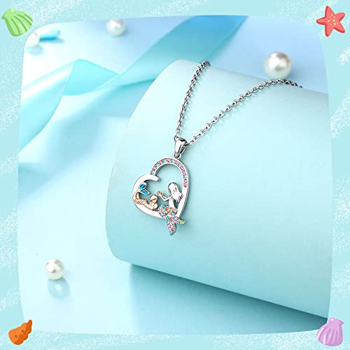 Upromi Mermaid Necklace For Girls, Mermaid Jewelry Gifts For Little Teens Girls Women, Birthday Valentine's Day Back To School Christmas Gifts For Daughter Granddaughter Niece #TOP2
