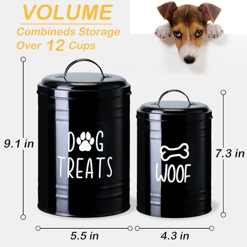 Dog Treat Container Airtight, Dog Treat Jar Set of 2 with Lid - 9x5.5''&7x4'' Metal Dog Cookie Jar for Farmhouse Kitchen Counter, Black Treat Jars for Pets, Treat Storage Container for Dogs, Cats - Image 3