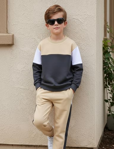 Toddler Boy Clothes Long Sleeve Color Block Sweatshirts Tops Pants Sets Kids Boys Fall Winter 2 Pieces Outfits 2-7 Years2