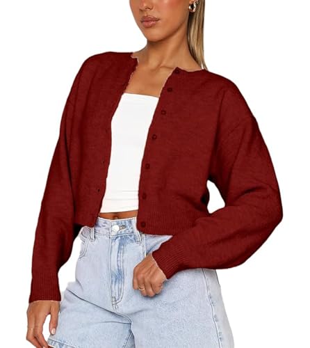 Image of Women's Cardigans Button Down Solid Color Knit Sweater Shirt Lady Lightweight Jackets Fall Winter Outfits