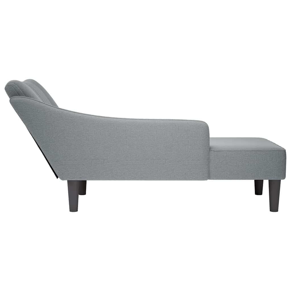 Szezlong z prawym podłokietnikiem, jasnoszary, materiał 140 x 56 x 66 cm, komfortowy leżak relaksacyjny z bardzo elastyczną pianką, do salonu, sypialni, biura, salonu i pokoju gościnnego