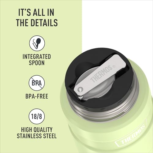 Image of THERMOS Stainless King Vacuum-Insulated Food Jar with Spoon, 16 Ounce, Matte Green