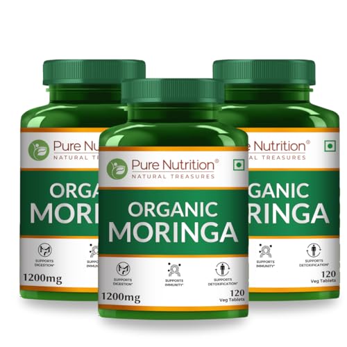 Pure Nutrition Moringa 1200mg – 360 Veg Tabs (120x3) | Rich in Antioxidants, Vitamins & Minerals | Supports Healthy Digestion, Immunity, Energy Levels & Detox | Superfood Supplement for Men & Women