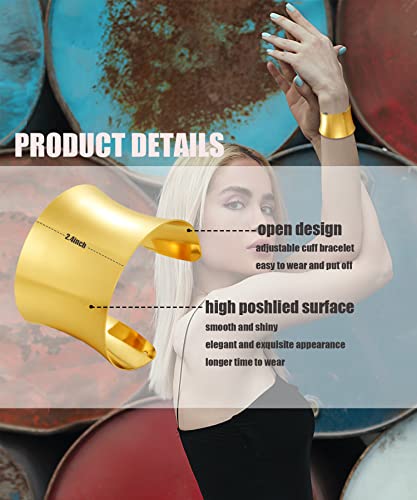BOMAIL 2 Pcs Cuff Bangle Bracelet Set for Women Open Wide Wire Bracelets Gold Wrist Cuff Wrap Bracelet Adjustable3