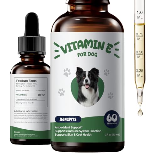 Vitamin E for Dogs Liquid Vitamin E Oil for Skin & Coat Support Supports Natural Moisture Balance & Cellular Health Easy-to-Mix Drops 2 fl oz (60 mL)