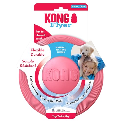 KONG Puppy Flyer - Wurfscheibe Hundespielzeug aus weichem Naturkautschuk - Sanftes Gummispielzeug für Wachsende Welpen - Für Kleine Welpen