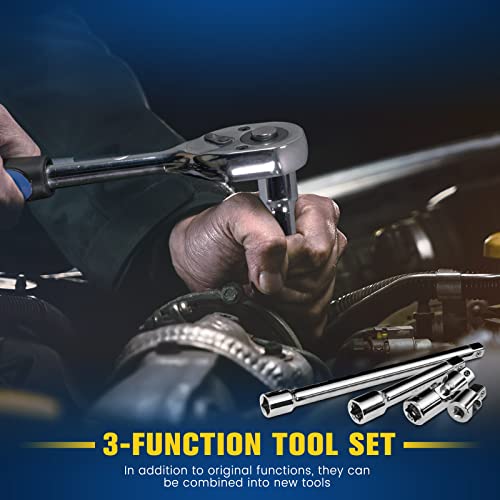 Blackrobot 32-Piece 1/2” Drive Metric Socket Set, 6-Point(8Mm-32Mm) 12-Point(10Mm-19Mm), Socket Ratchet Wrench Mechanic Tool Set, Cr-V Steel #TOP7