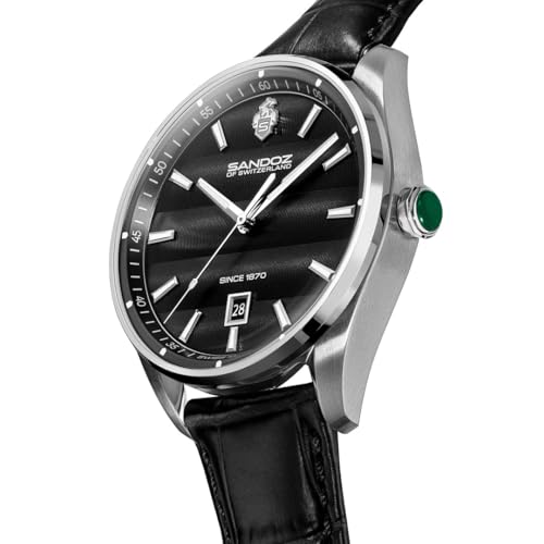Image of SANDOZ Bachelin Premium Swiss Made Quartz Black Dial Watch for Men - SZWGB0001112