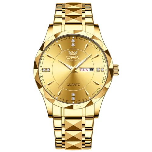 Image of OPK Watches for Men Diamond Roman Analog Mens Watches Waterproof Large Stainless Steel Men Wrist Watch Business Father Gift Watch Blue