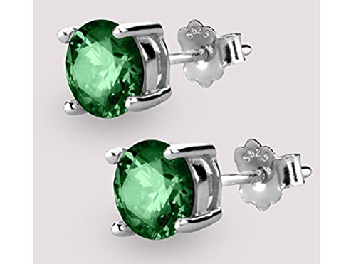 1 Pair Adabele Real 925 Sterling Silver May Birthstone Round Cut Stud Earrings 6Mm Cz Green Emerald Stone Solitaire Studs Anniversary Birthday Gift Sse52 #TOP2