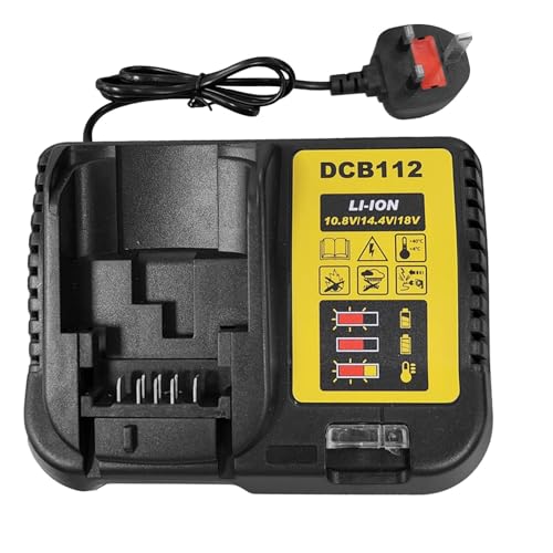 Image of DCB115 DCB112 Replacement Battery Charger Compatible with DeWalt 10.8V/14.4V/18V Lithium-ion Batteries, Fast Charger Compatible with DeWalt Cordless Power Tools, LED Indicator & Multi-Protection