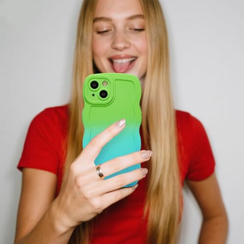 Coque iPhone 15 néon dégradé vert bleu antichoc - 7