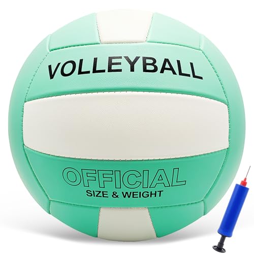 Stavanicen Volleyball Official Size 5 Volleyball for Indoor Outdoor, Soft Touch Volleyballs for Adults Beach Play Pool Game Gym Training Play, Durable Design, with Ball Pump (Green)