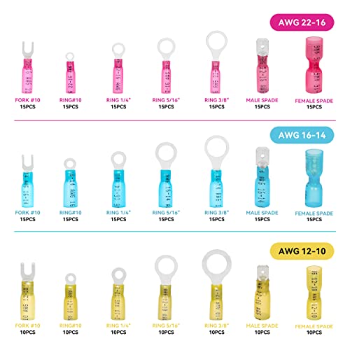 Hks Crimping Tool For Heat Shrink Connectors With 280Pcs Marine Grade Heat Shrink Connectors (21 Types) Of Tinned Red Copper Awg 22-10 #TOP4
