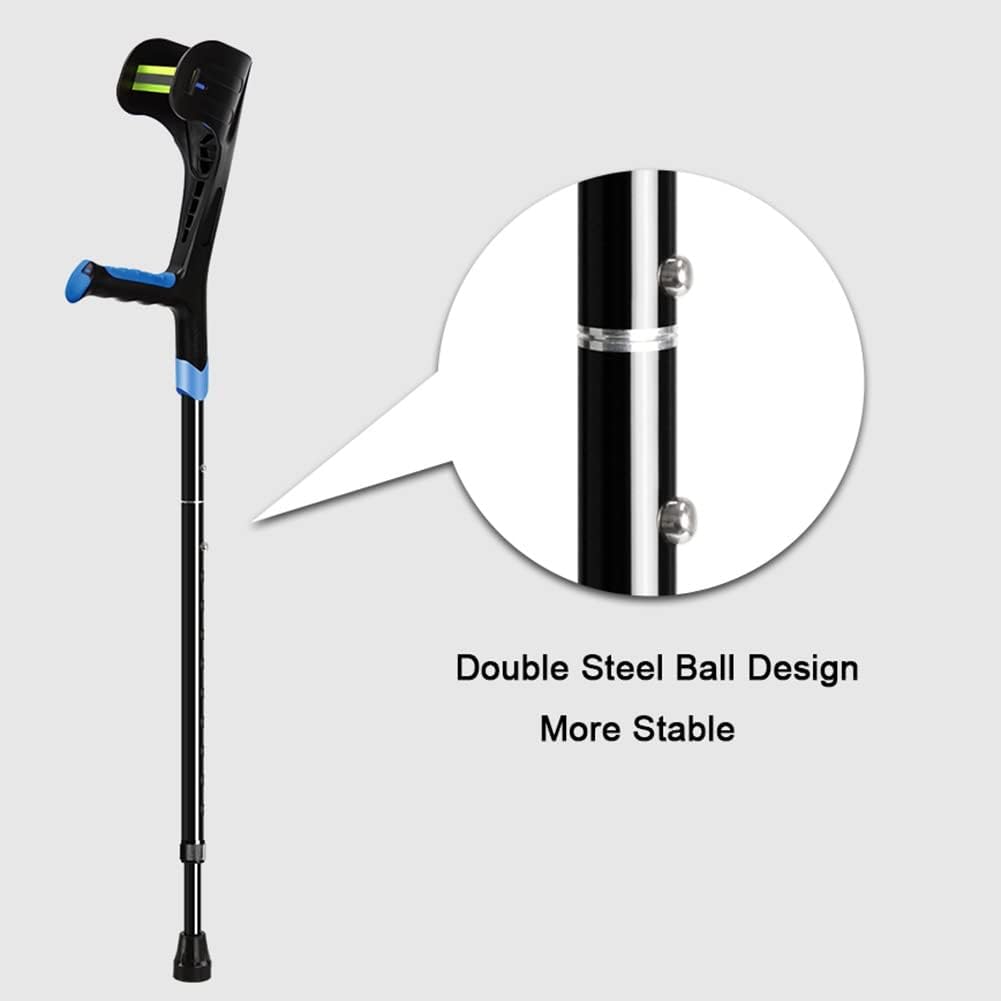 Adults Folding Forearm Crutches, Lightweight Adjustable Open Cuff Crutches Canes, Ergonomic Design with Non-Slip Foot Cap, Suitable for Height 148-190cm/ 4' 8''-6' 2''