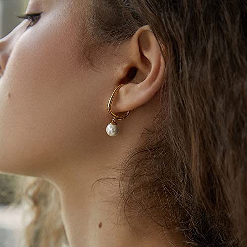 Earring Vintage Pearl Earrings Ear Cuff Clip No Piercing Earring For Women Girls Earring Jewelry Gifts, 1 Pair Earrings For Women (Color : Gold) (Gold B) #TOP1