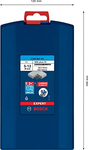 Bosch Professional 7x Expert SDS plus-7X Hammerbohrer Set (für Stahlbeton, Ø 5-12 mm, Zubehör Bohrhammer)