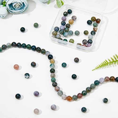 OLYCRAFT 90Pcs Indian Agate Gemstone Beads 8mm Natural Agate Beads Round Gemstone Beads Strands for Jewelry Craft Making - Undyed - Image 4