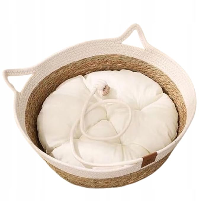 Rukuapid Rattan Katzenhütte Katzenhöhle Katzenbett, Rund...