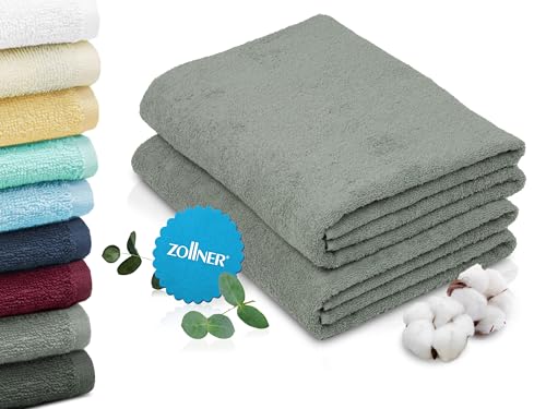 Zollner 2 Toallas De Baño Grandes, 100x150 Cm, 100 Algodón, Gris Claro